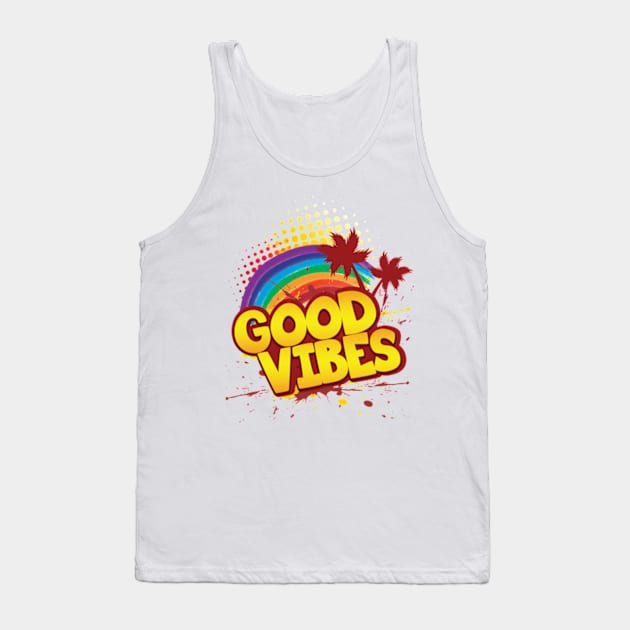 'Rainbow Good Vibes 70s Retro' Awesome 70s Vintage Tank Top by ourwackyhome